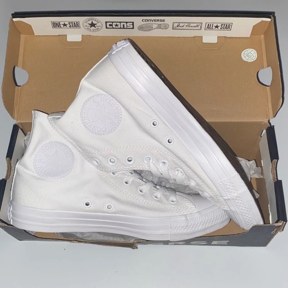 white monochrome converse high tops